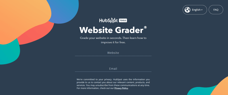 Hubspot Website Grader homepage